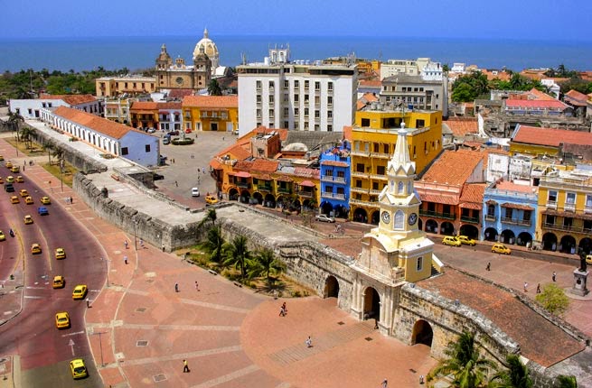 walled old tow of cartagena colombia