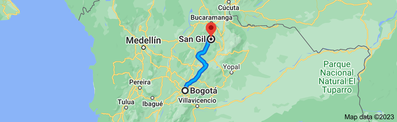 bogota to san gil driving map