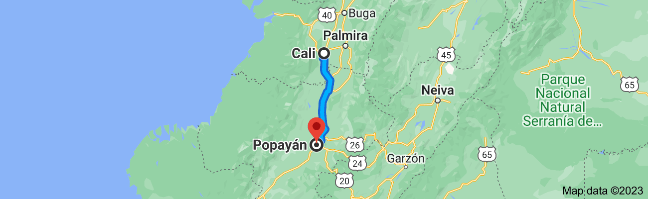 driving Cali to Popayan Colombia